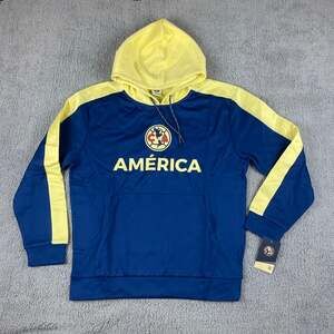Icon Sports Men's Medium Blue Yellow Official Club America Soccer Hoodie